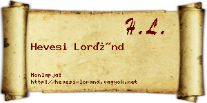 Hevesi Loránd névjegykártya